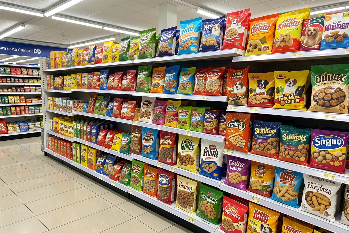 Rayon friandises chien en magasin