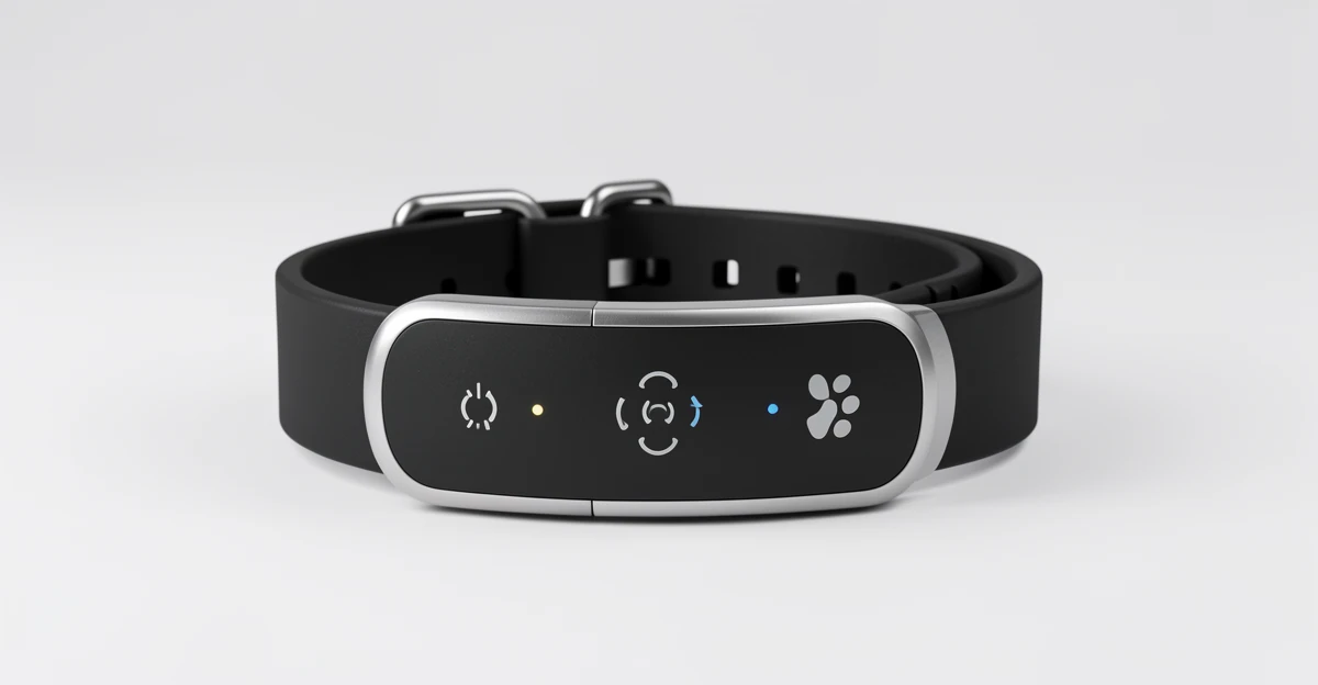 Collier anti aboiement pour chien sur fond neutre