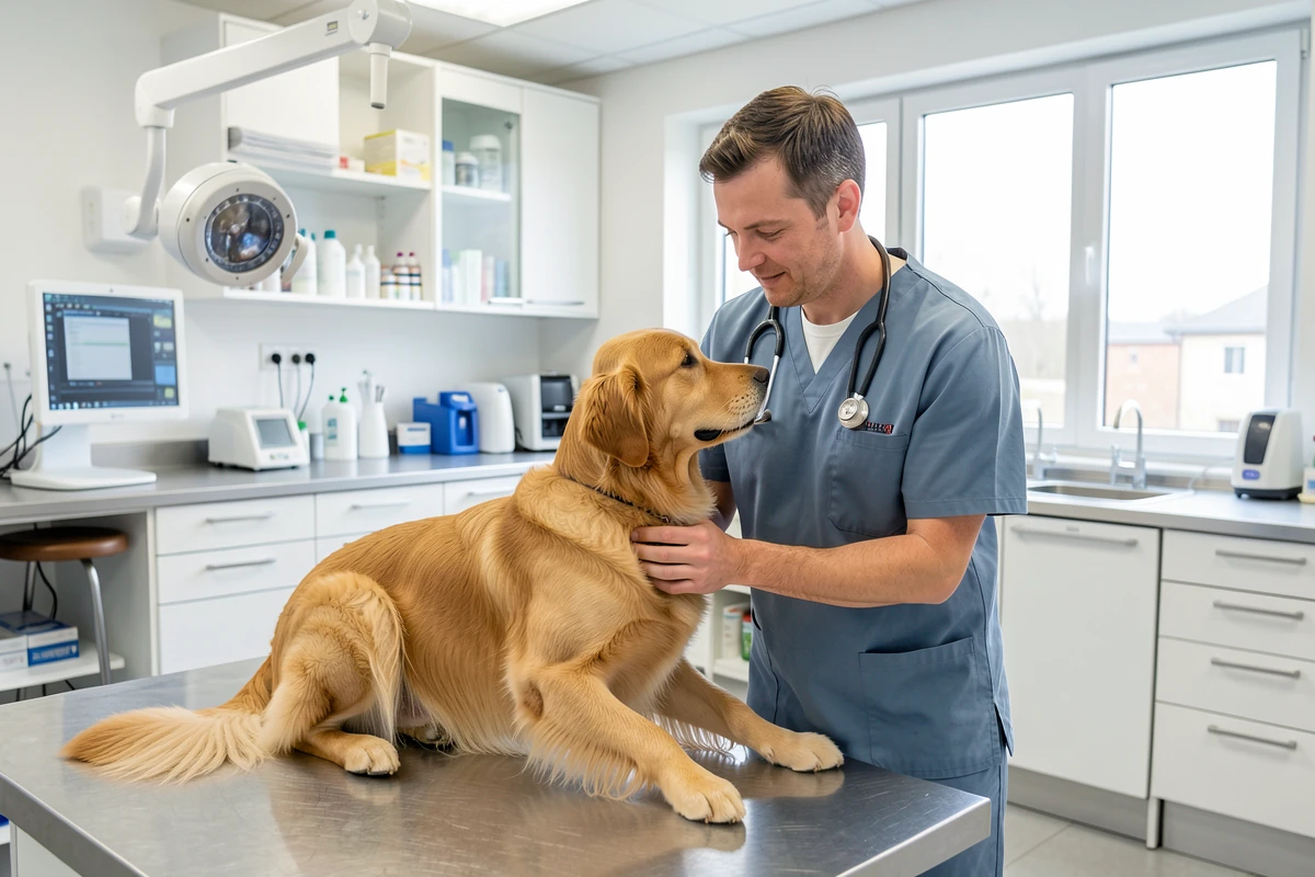 Vétérinaire belge examinant un chien