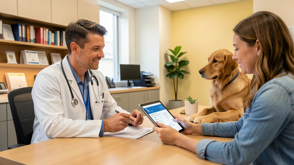 Vétérinaire examinant un chien