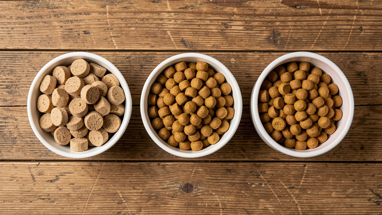 Trois bols de croquettes pour chien de tailles différentes