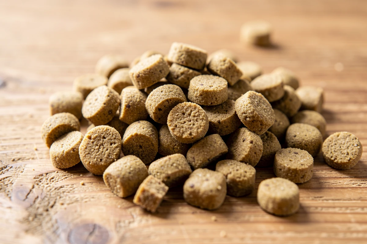 Étiquette nutritionnelle détaillée d'un paquet de croquettes pour chien