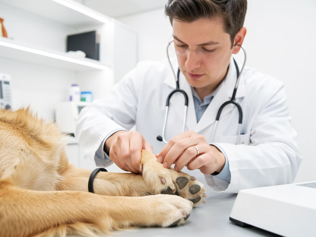 Vétérinaire examinant la patte dun chien