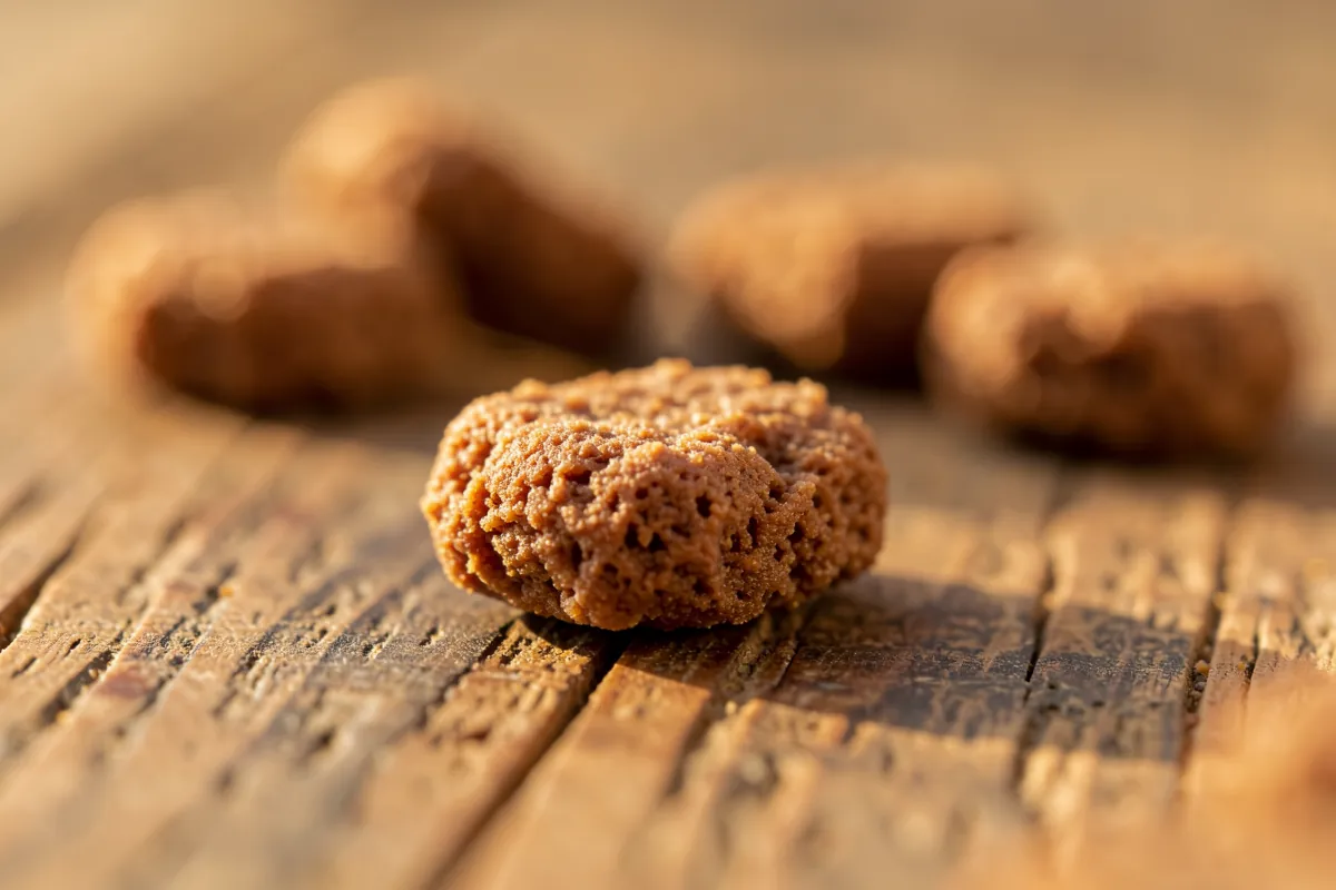Gros plan macro sur des croquettes pour chien de haute qualité.