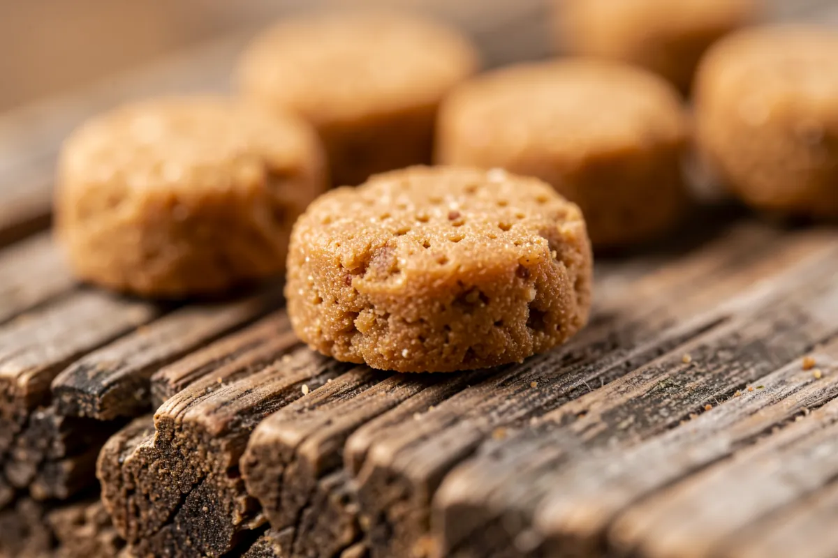 Gros plan sur des croquettes de qualité pour chiot.