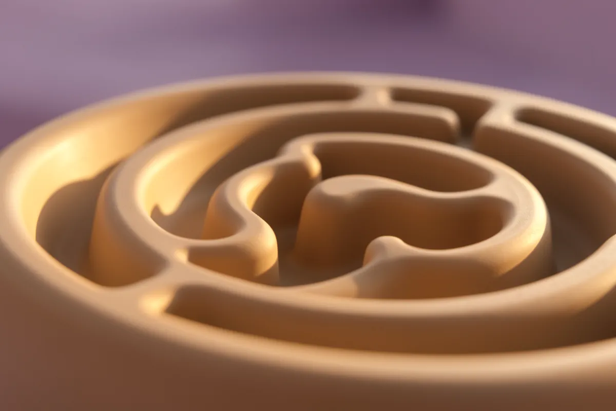 Gros plan macro sur la surface texturée d'une gamelle interactive en plastique sans BPA.