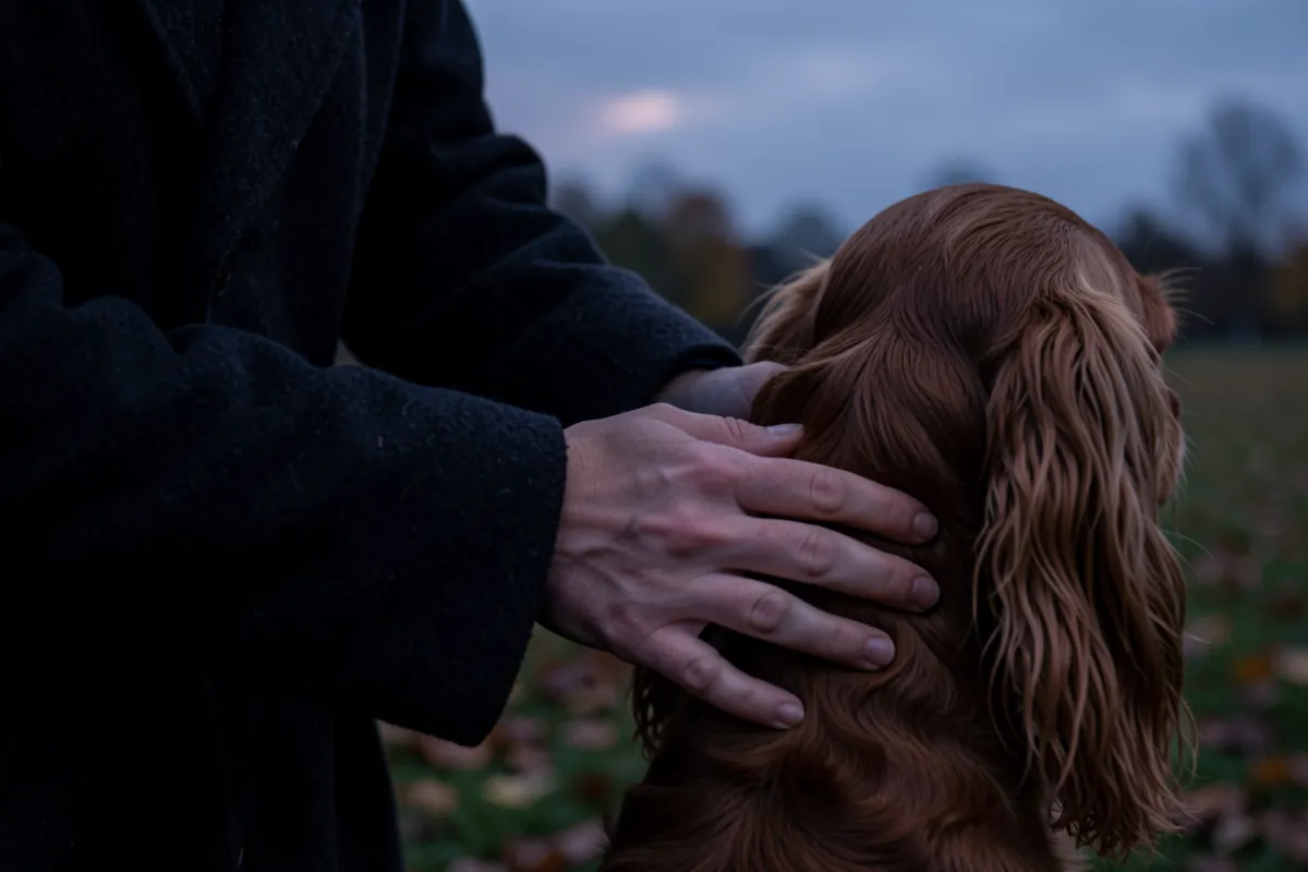 Propriétaire vérifiant la silhouette de son Cavalier King Charles pour ajuster la ration