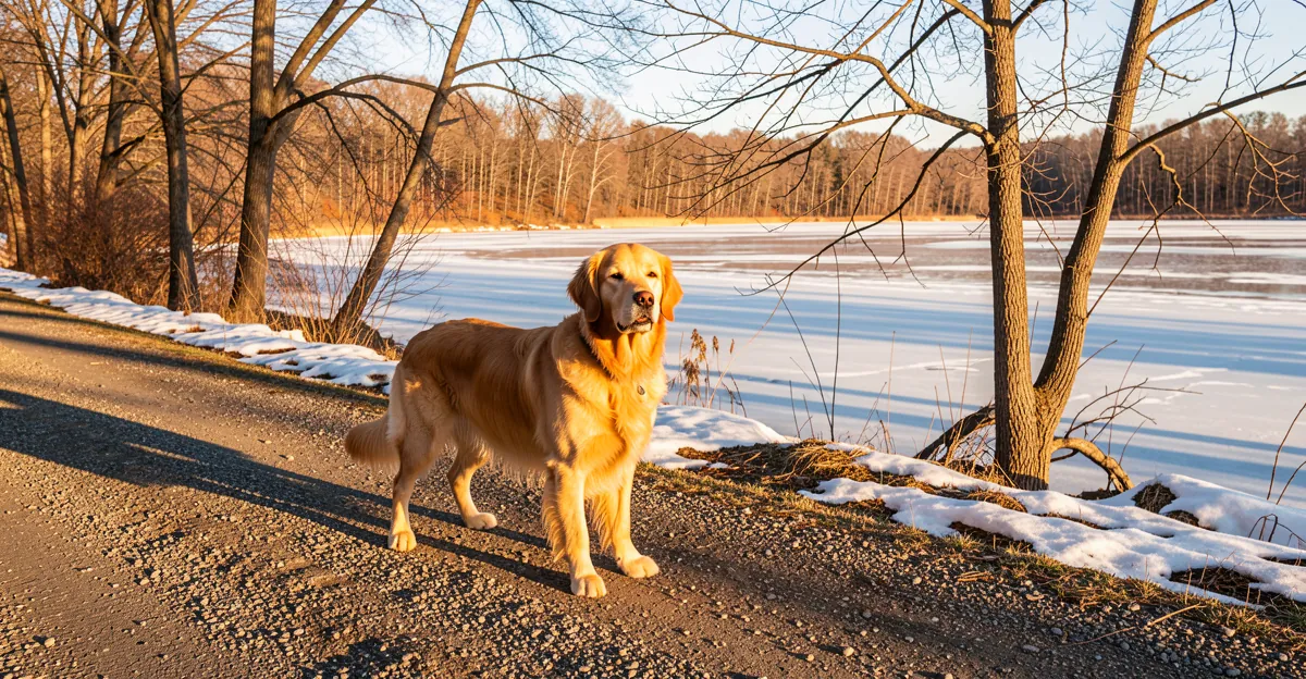 Un chien attentif au bord d'un lac : conseils pour dresser un chien de chasse au rappel.